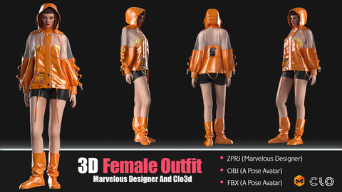 3D Women Outfit (CLO3D, MD PROJECTS+OBJ+FBX)