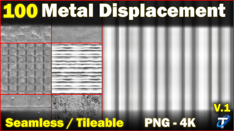 100 Ultra High-Quality Metal Displacements / Metal Alpha (Seamless and Tileable) - Vol 1