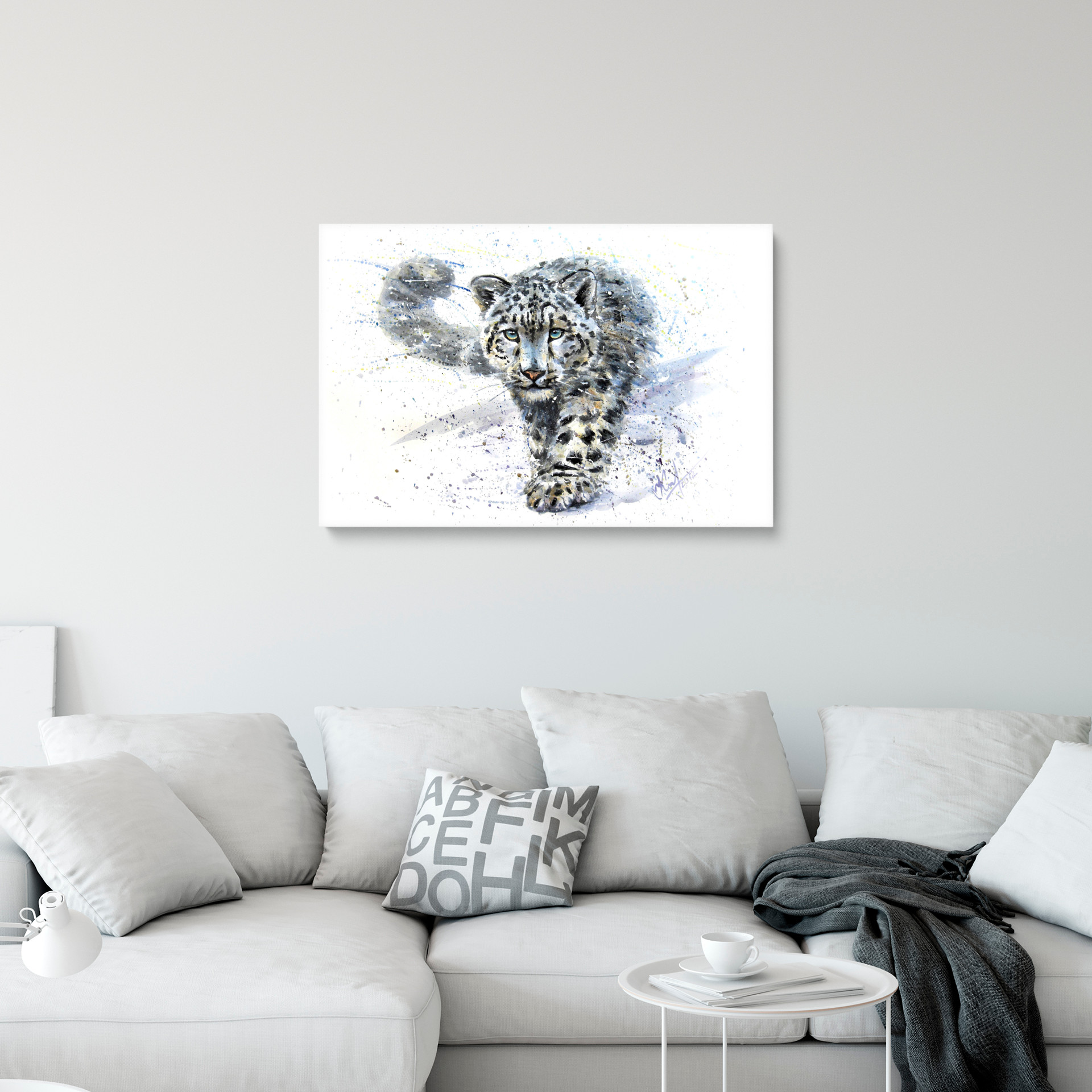 Artstation Snow Leopard Watercolor Painting Canvas Print