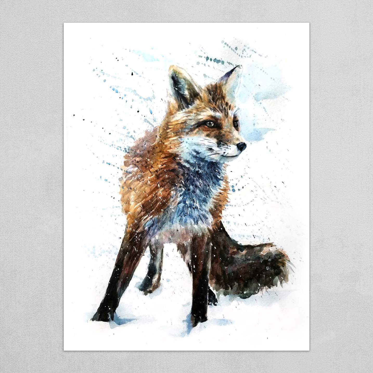 Artstation Fox Watercolor Painting Art Poster