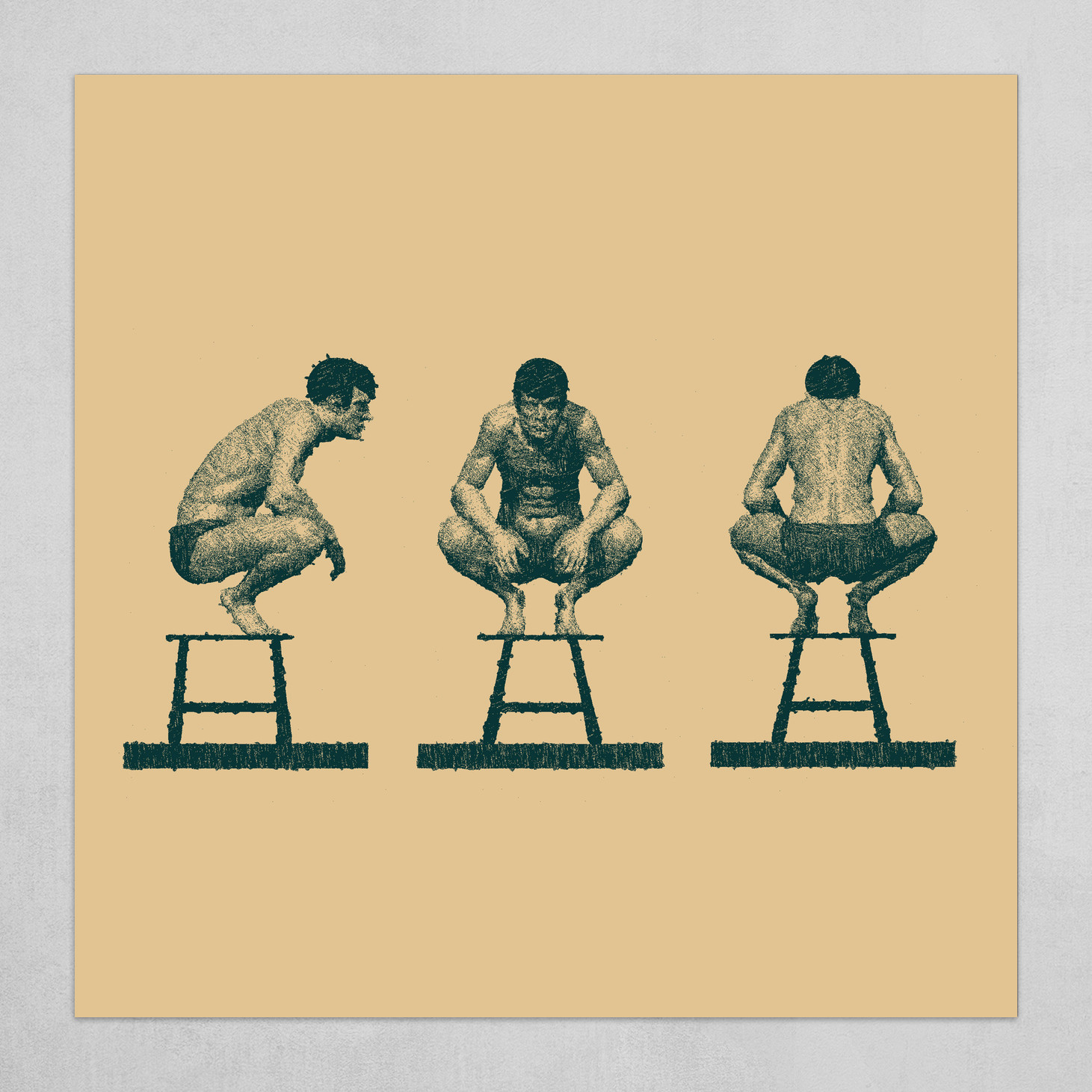 3 man crouching