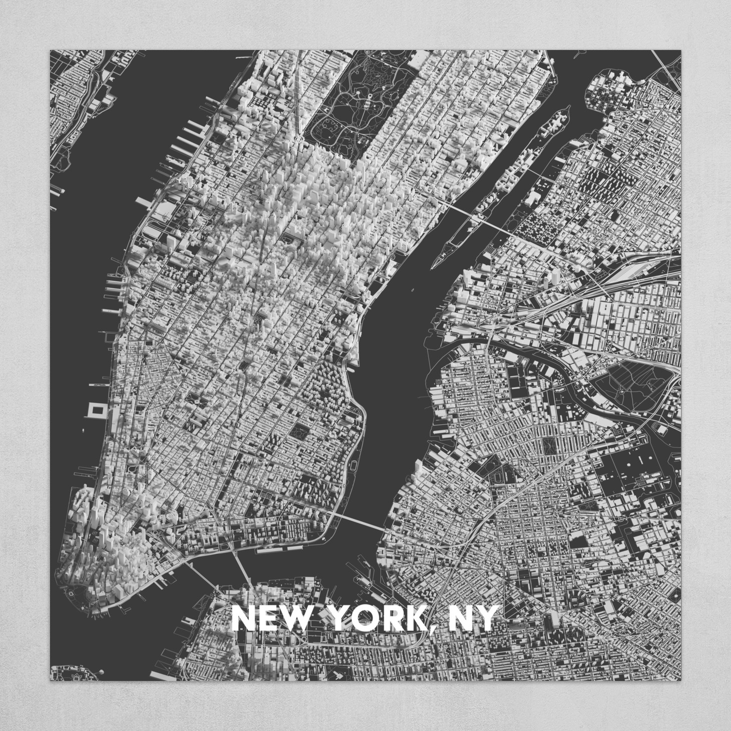 Casey Berg New York Ny 3d Map Print