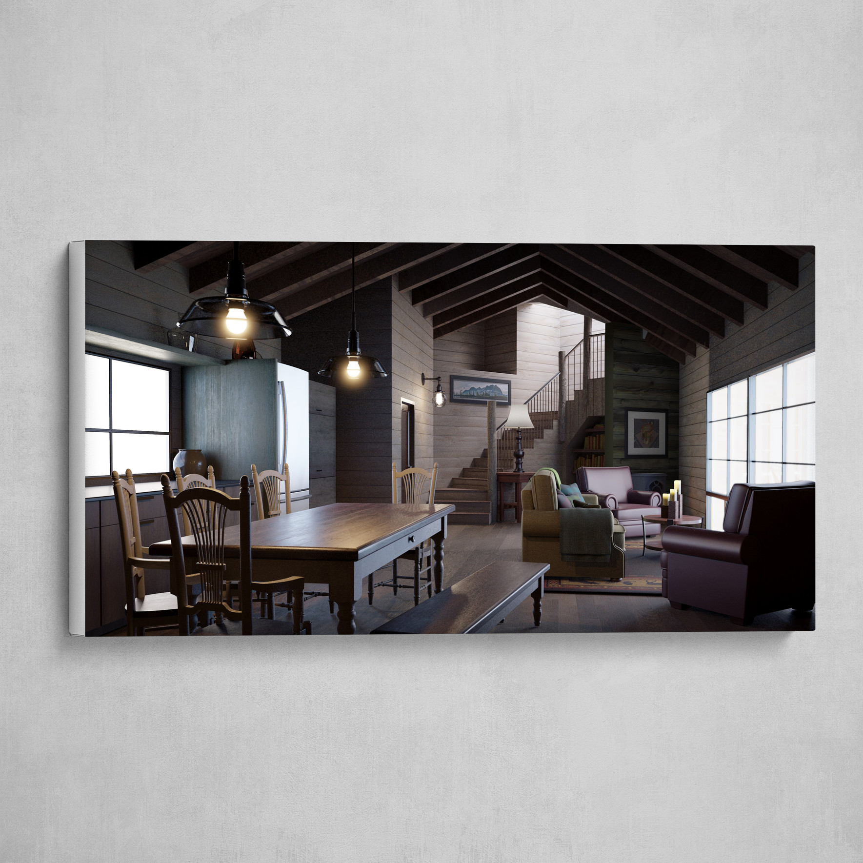 Artstation Modern Rustic Living Room Print Canvas Print