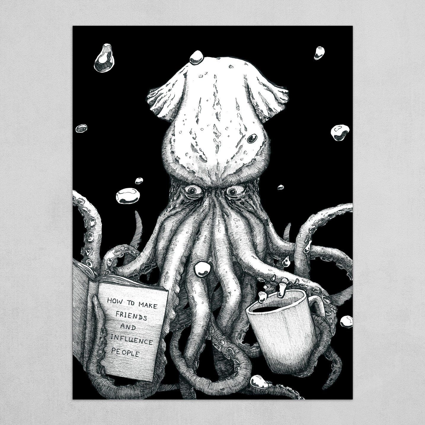 Creepy Octopus Print Funny Octopus Art Print Kraken Art Kraken Wall Art Spooky Art Octopus Wall Art Creepy Cute Canvas Print By Alex Gogoliev