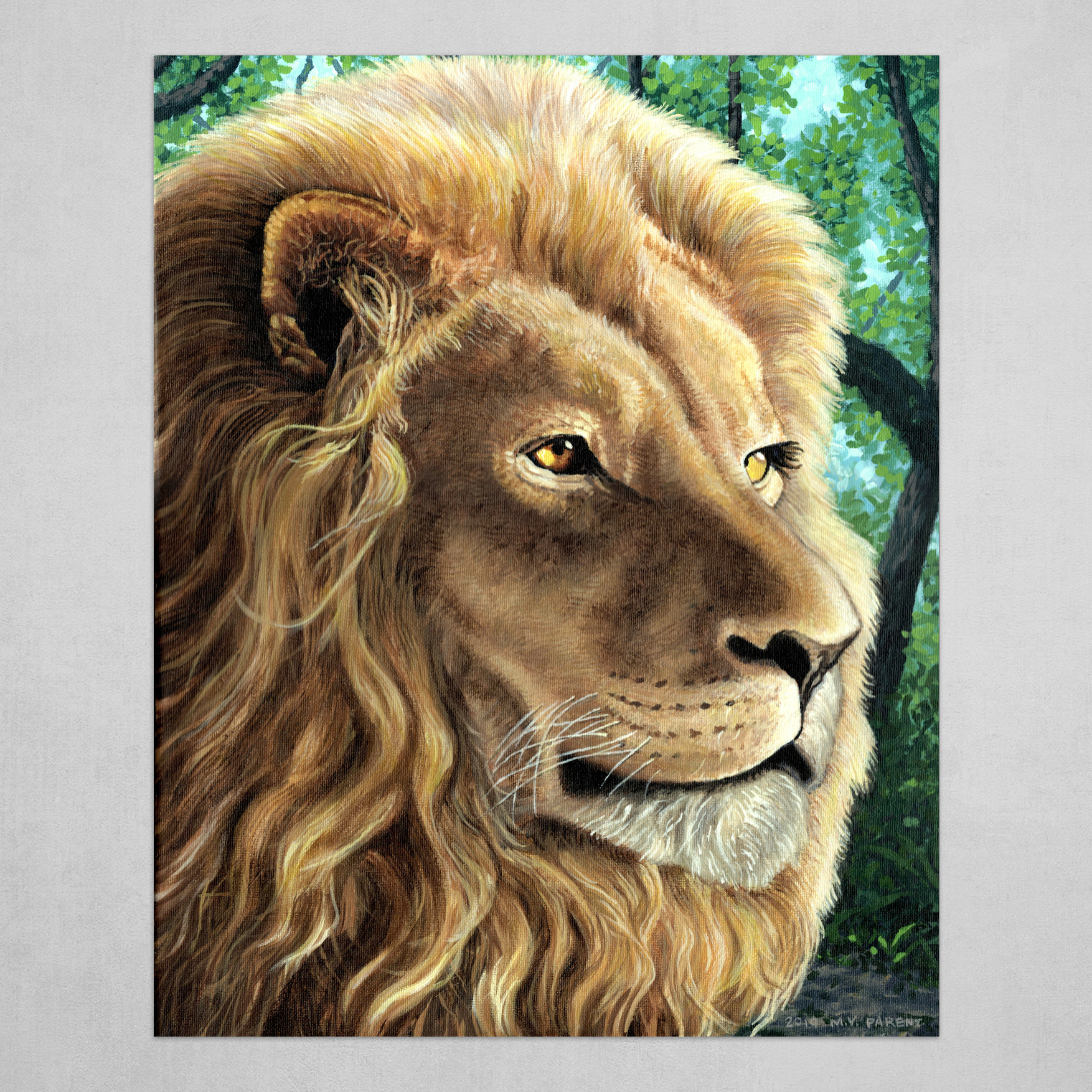 Michael Parent - Lion acrylic on canvas 16x20 inch