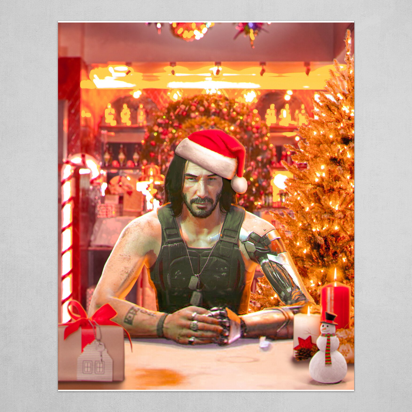 Cpunk Guy Merry Christmas ☃️🎄 With Johnny Silverhand Keanu Reeves 🔥 9626