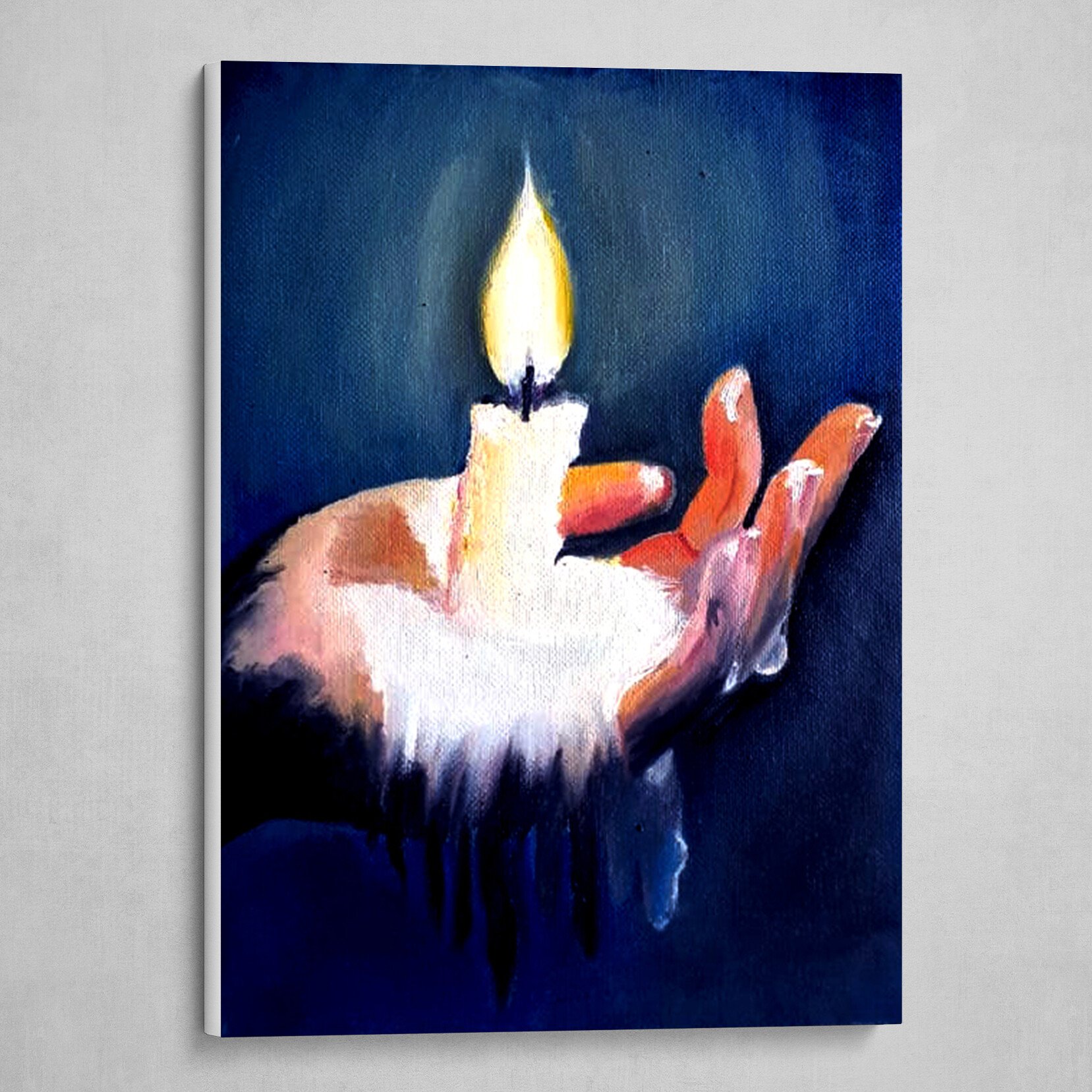 Candle Canvas Oil Painting by Lata Choudhary