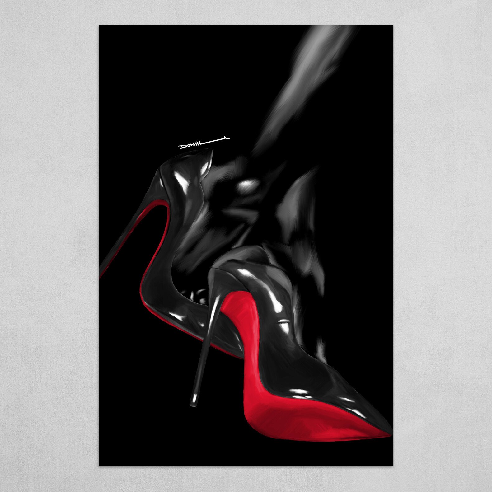 Don Lawrence Art - womens Red and black high heel shoes Black version