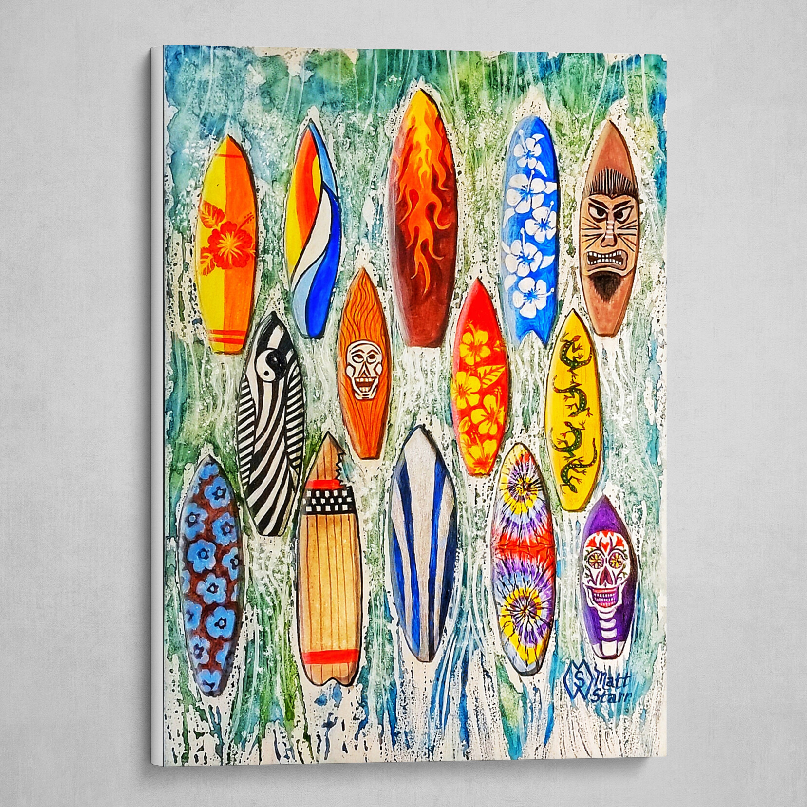 Surfboard painting on canvas 2025