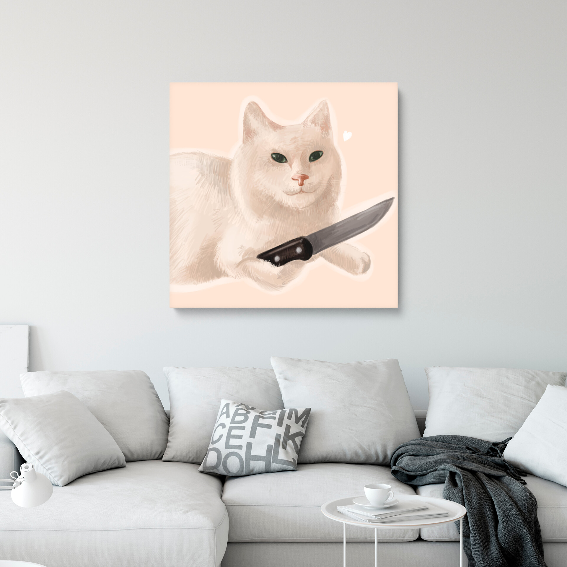 Meme cat with knife, image size:1920x1920