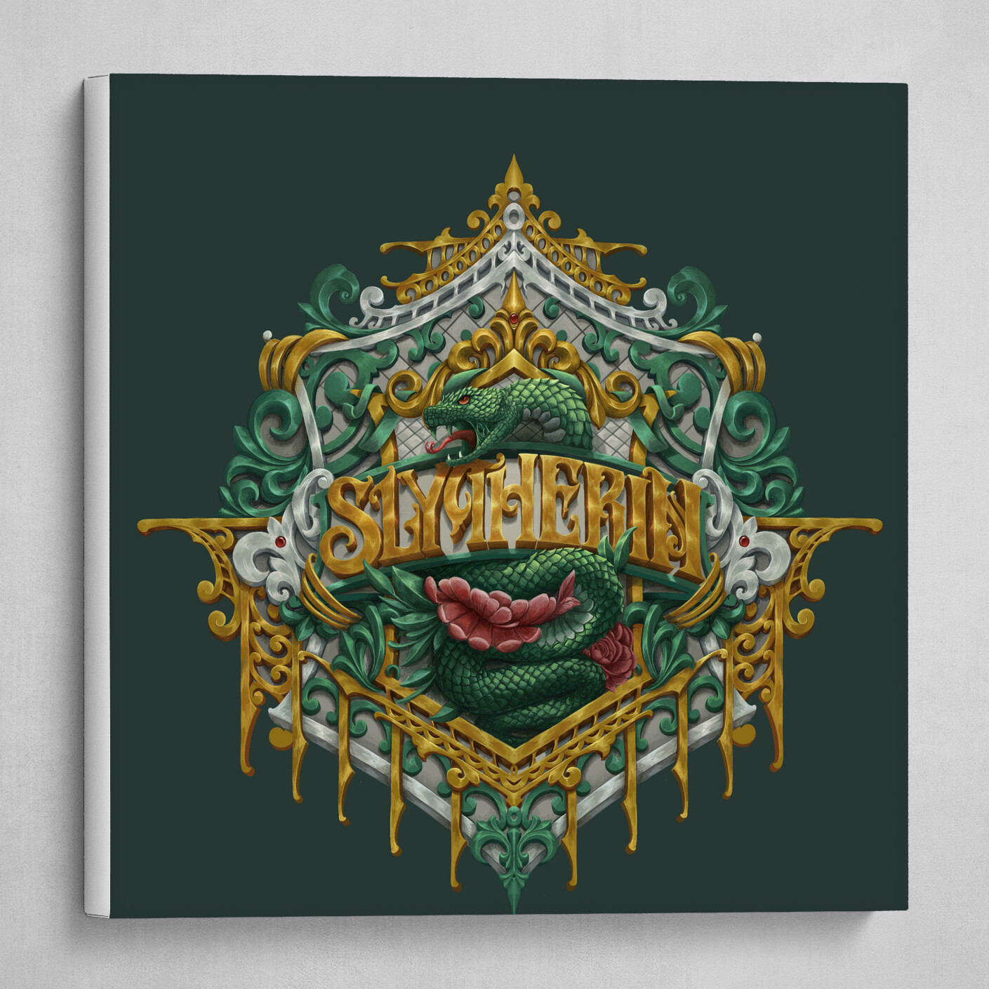 Harry Potter Slytherin Green Badge Art: Canvas Prints, Frames