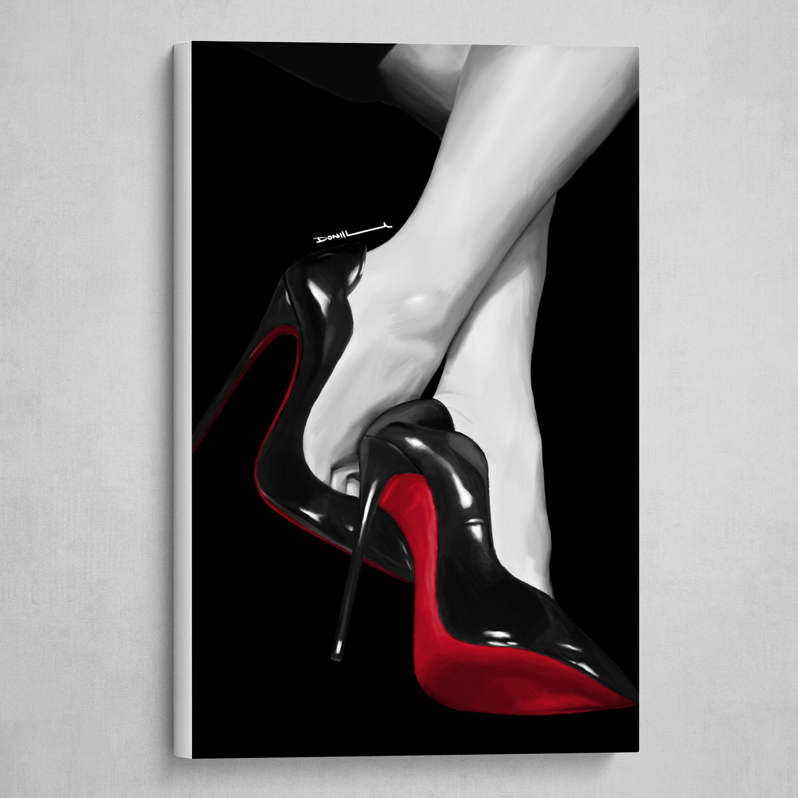 womens Red and black high heel shoes Black and White version