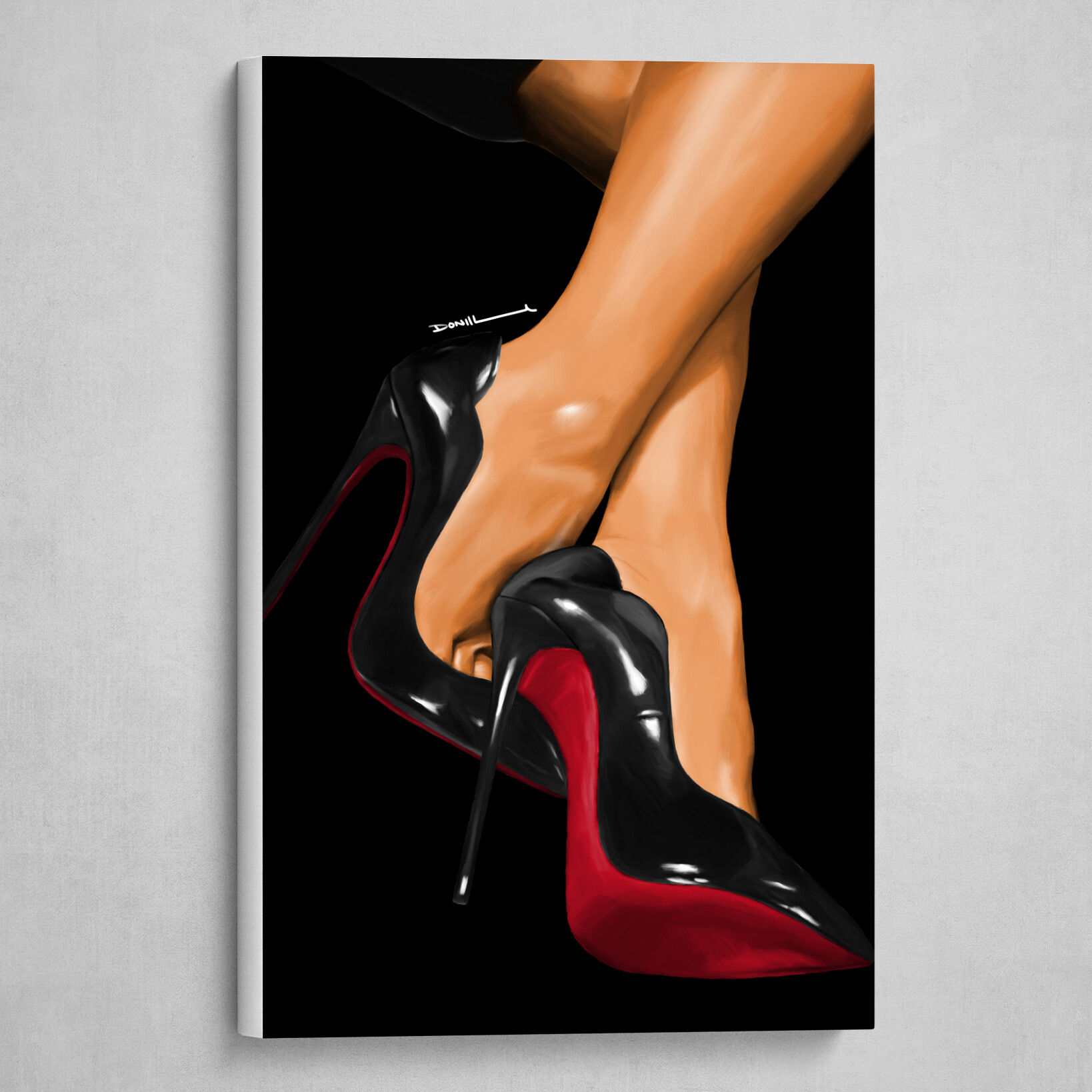 women's Red and black high heel shoes light version