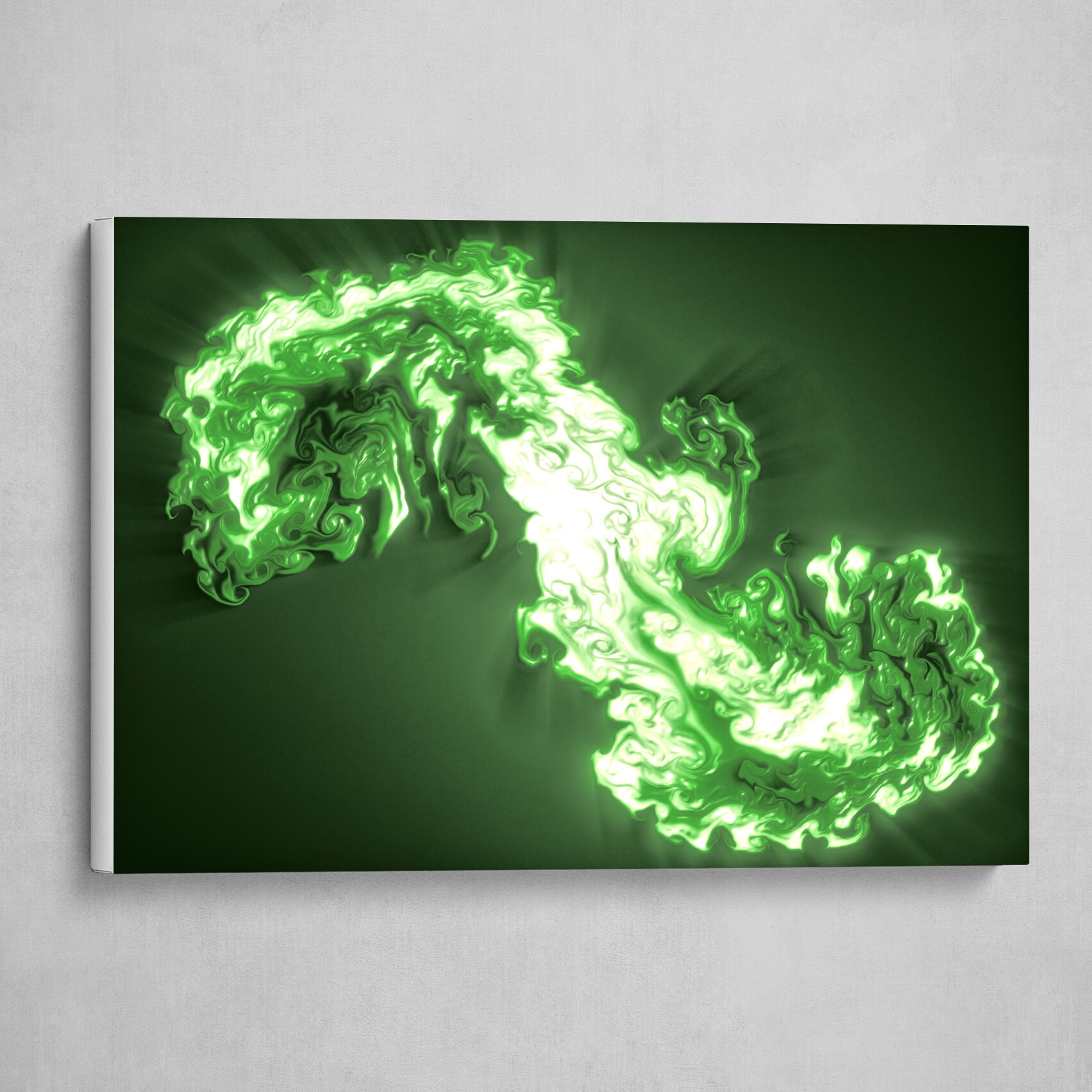 Green and White fluid abstract