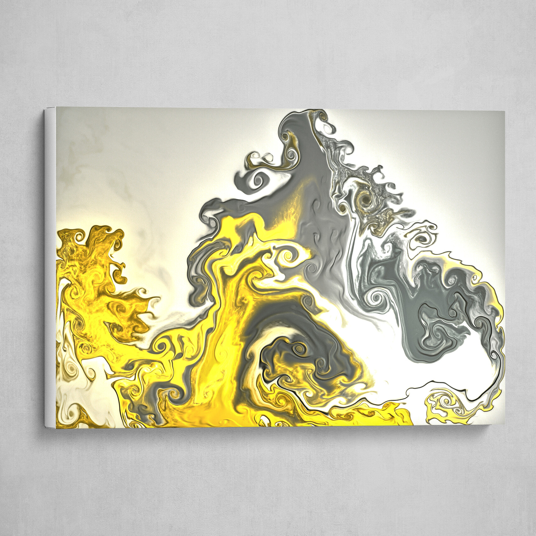 White and Gold fluid pour abstract 2