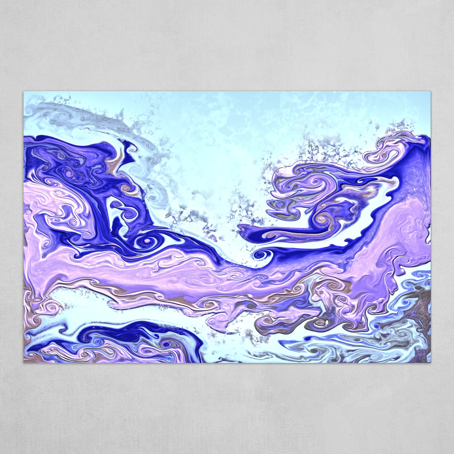 Purple and light blue fluid pour abstract art 2