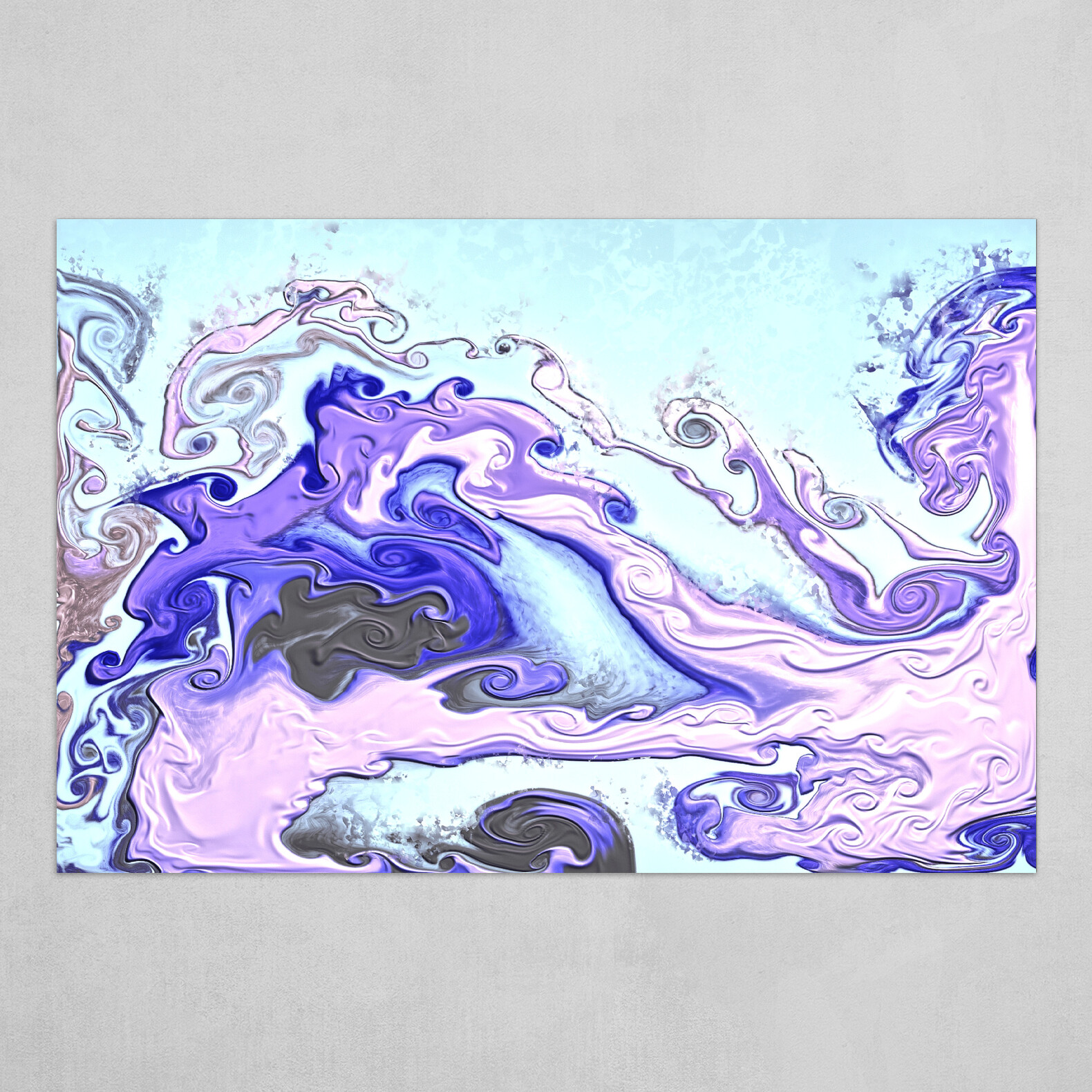 Purple and light blue fluid pour abstract art 4