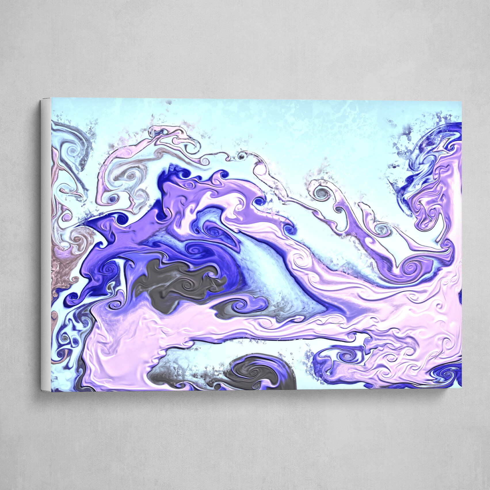 Purple and light blue fluid pour abstract art 4