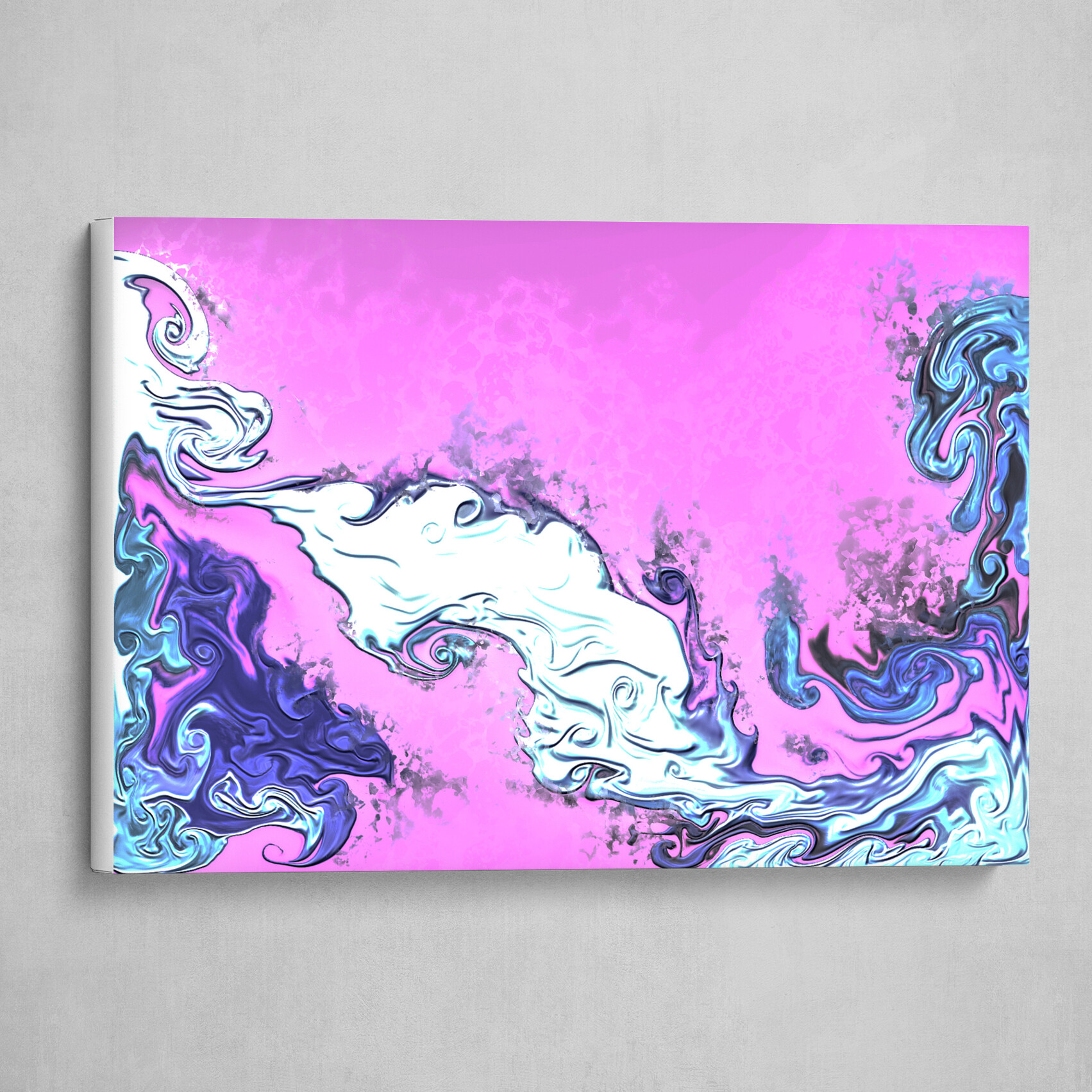 Blue and Pink fluid pour abstract art 2