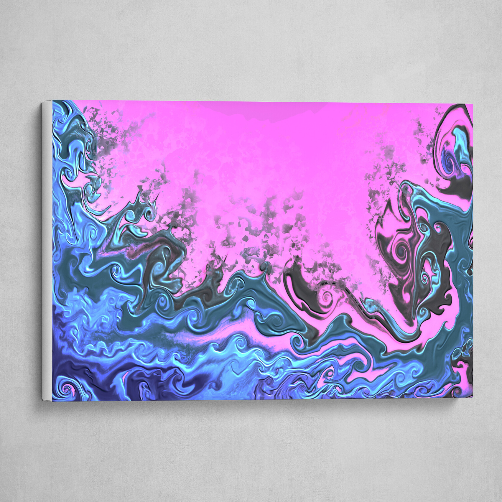 Blue and Pink fluid pour abstract art 4
