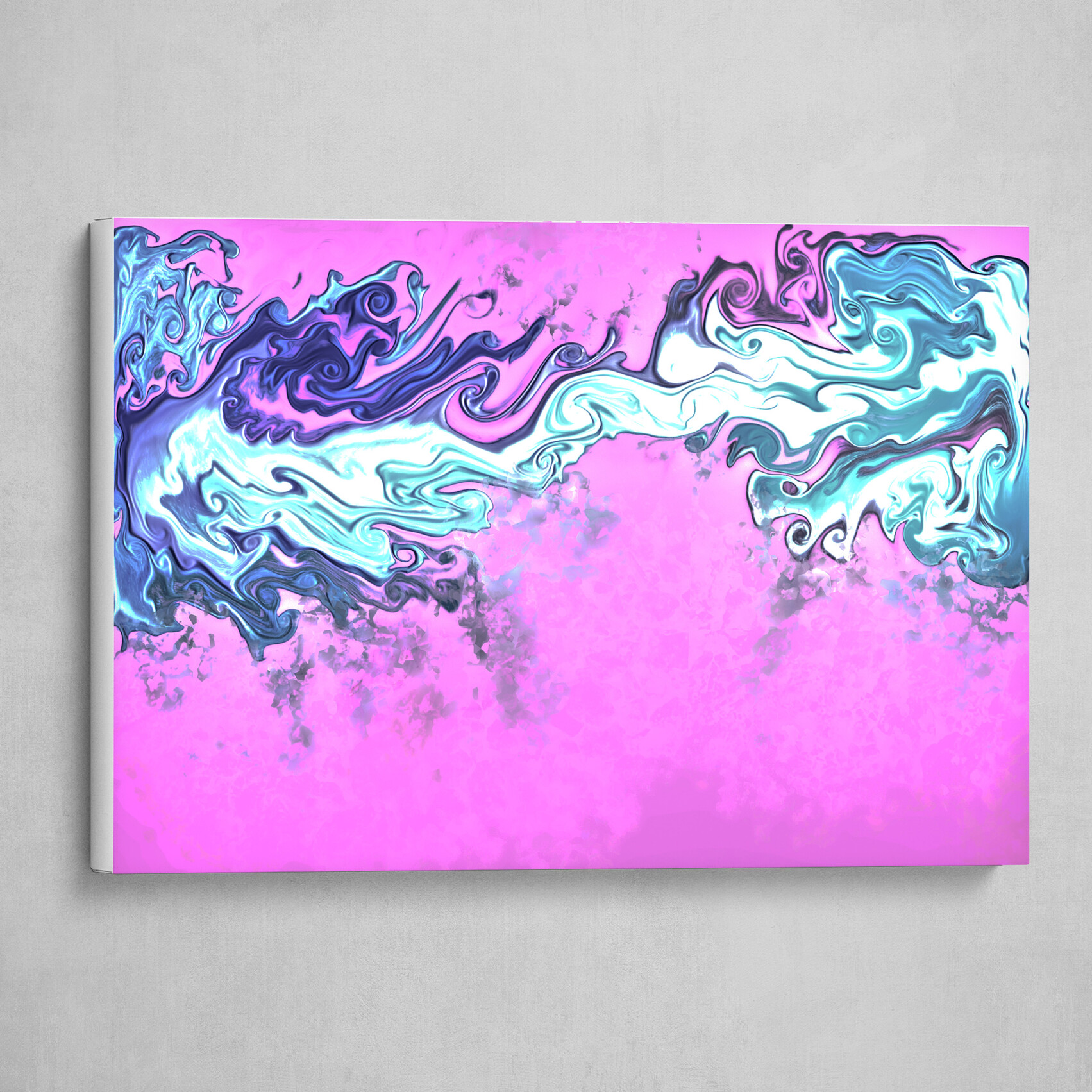 Blue and Pink fluid pour abstract art 6
