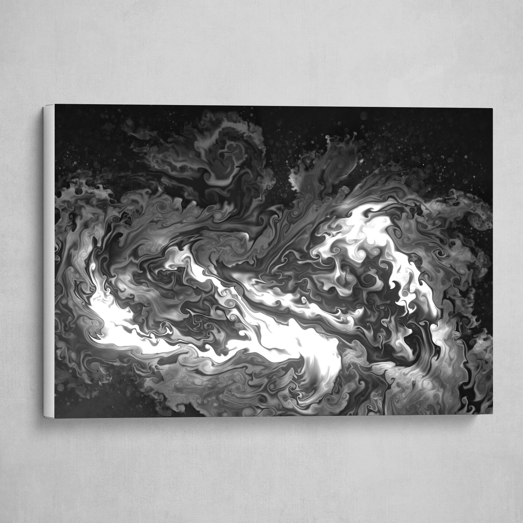 Black and White fluid pour abstract 2