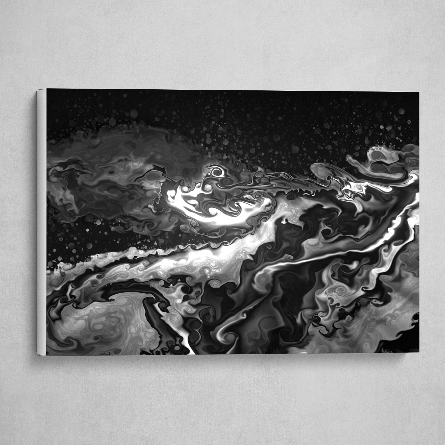 Black and White fluid pour abstract 4