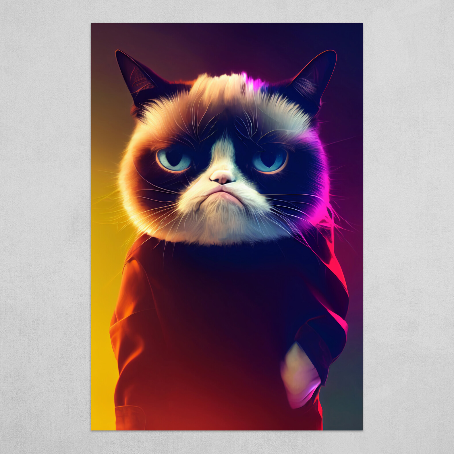 Hungry Cat with Angry Face' Poster, picture, metal print, paint by P U F F  Y
