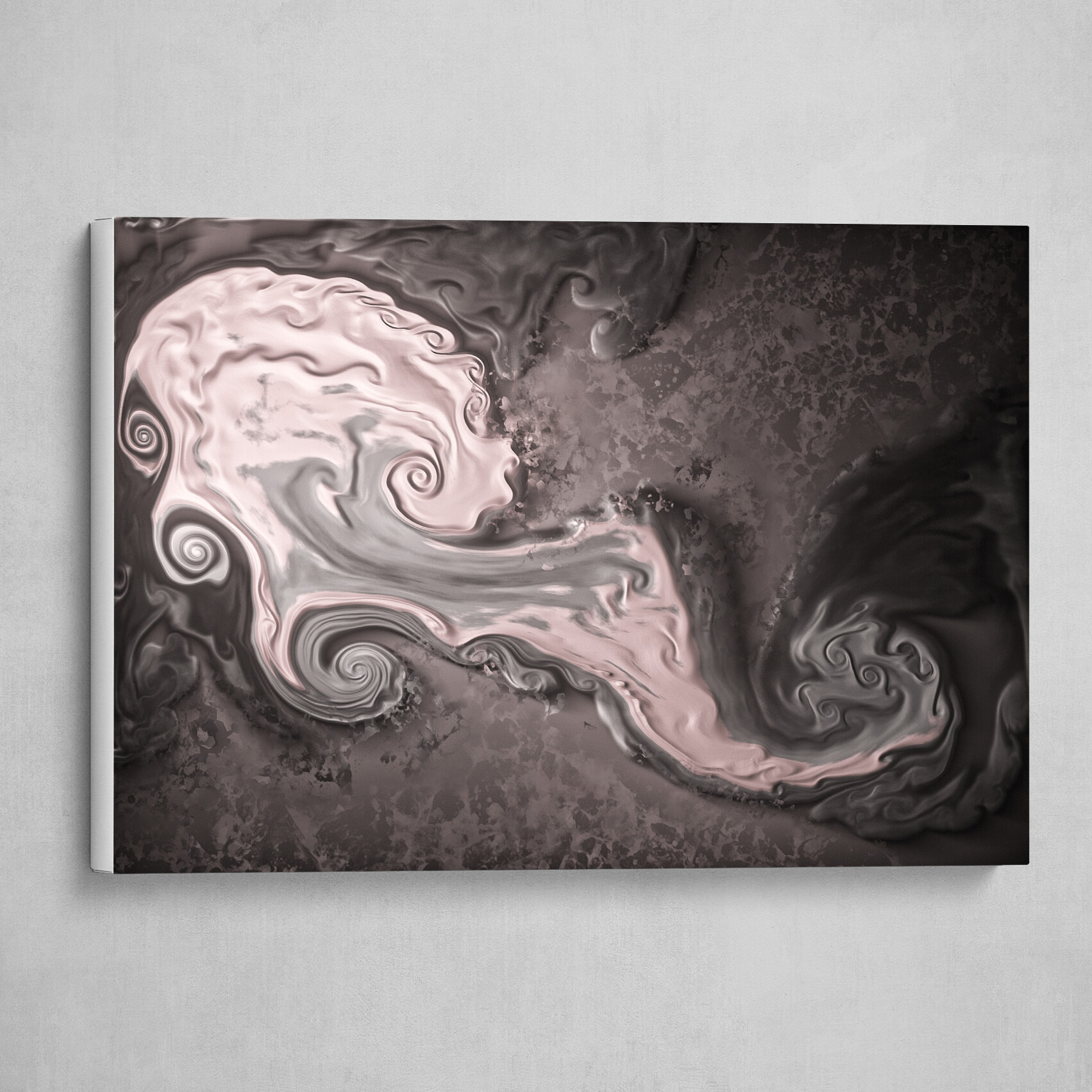 Pink and Gray fluid pour abstract art 1