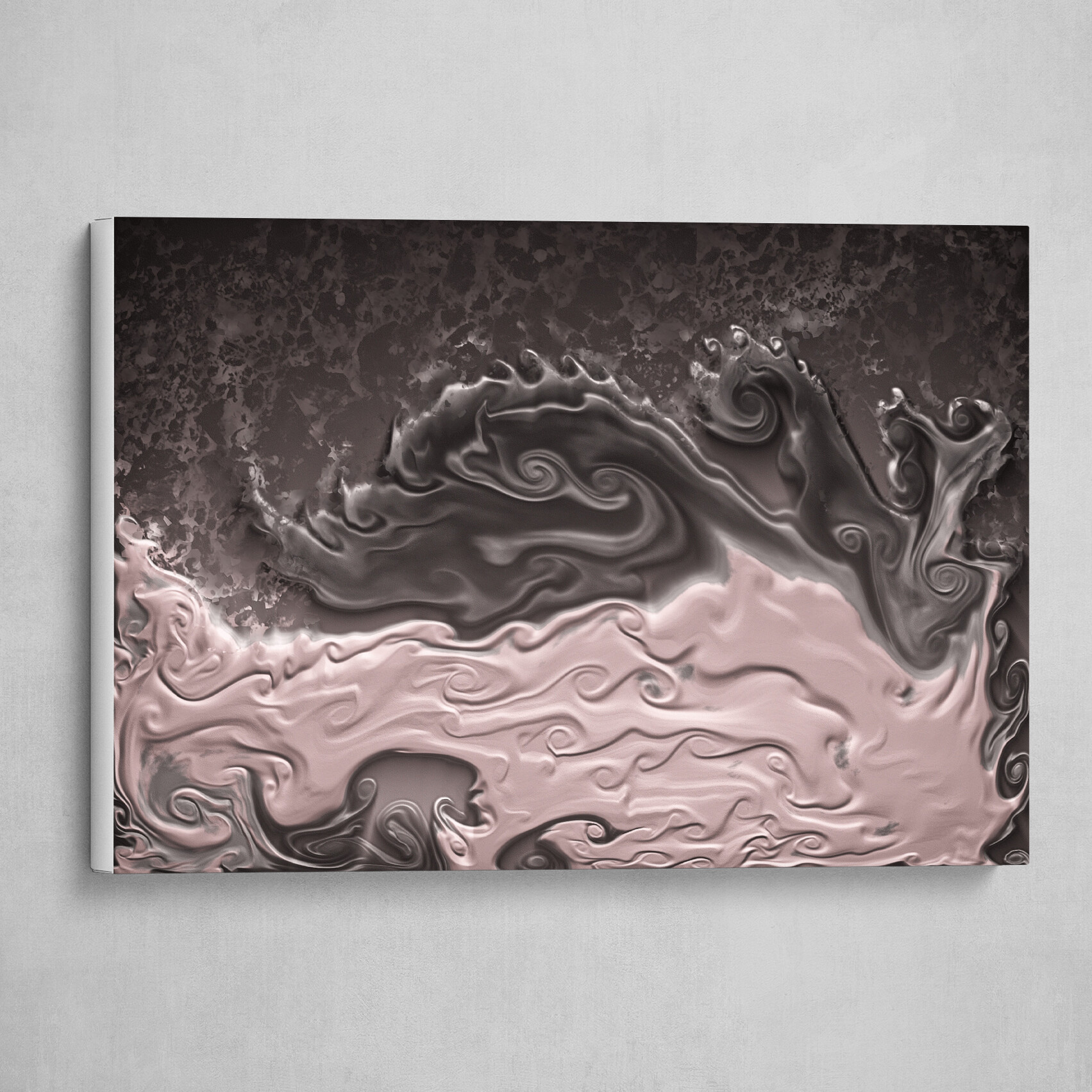 Pink and Gray fluid pour abstract art 2