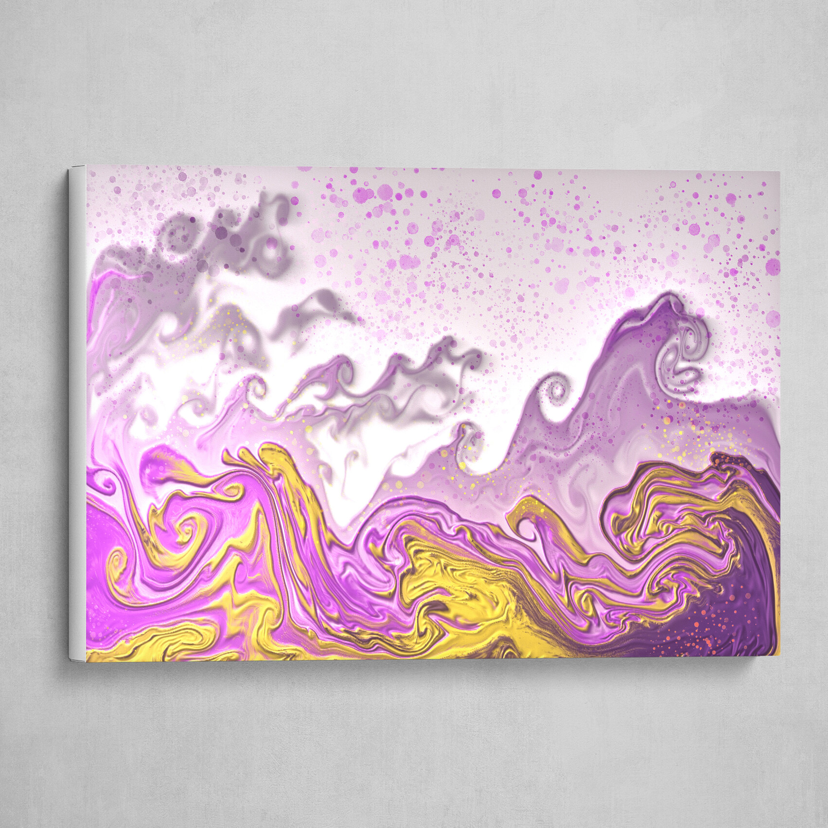 Purple and Yellow fluid pour abstract art 1