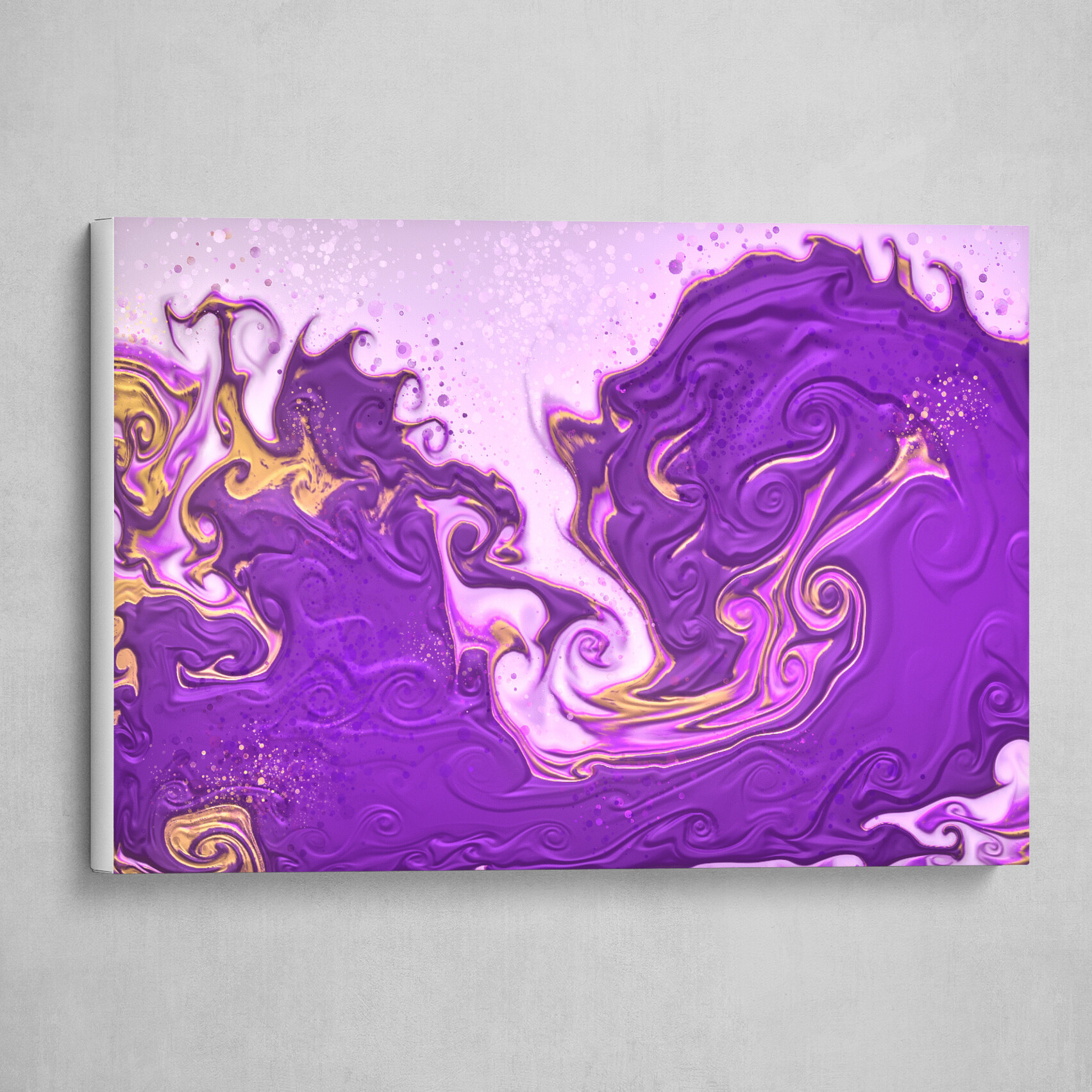 Purple and Yellow fluid pour abstract art 3