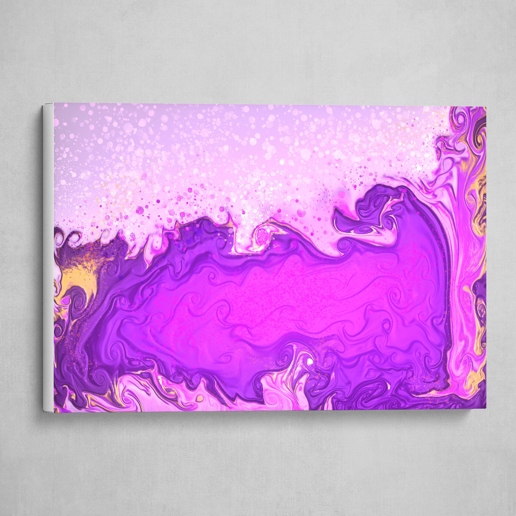 Purple and Yellow fluid pour abstract art 5