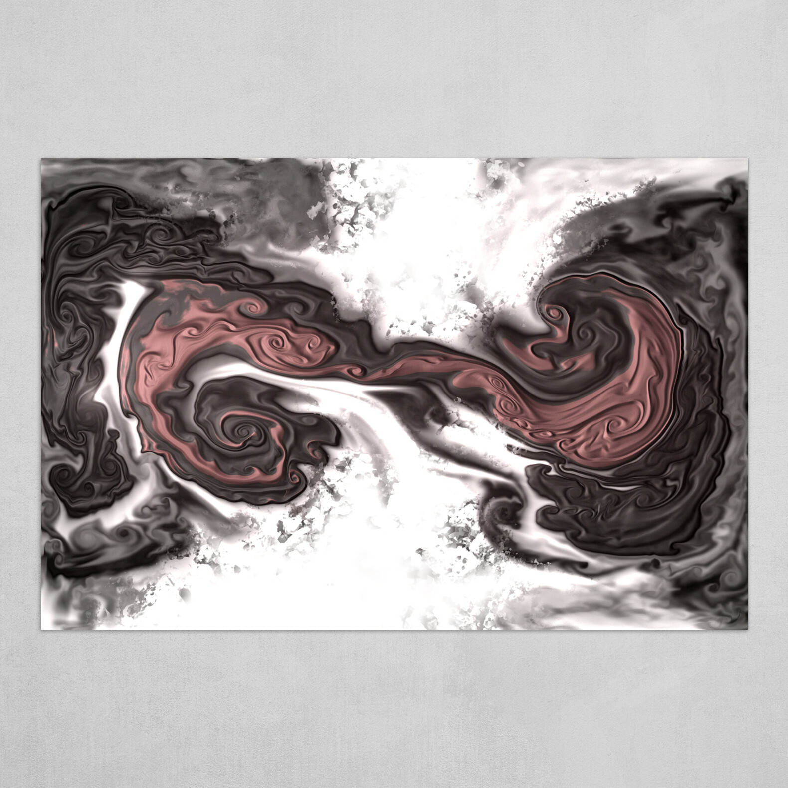 Pink White and Gray fluid pour abstract art 1