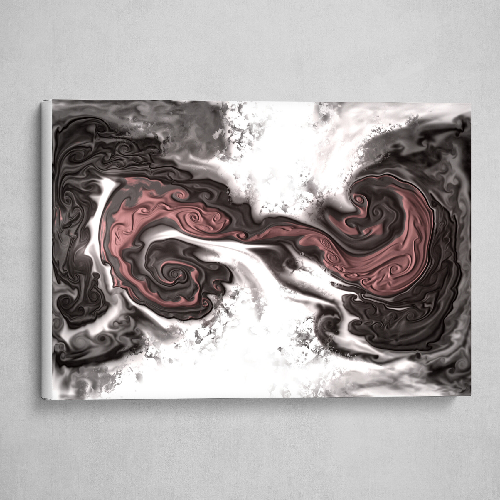 Pink White and Gray fluid pour abstract art 1