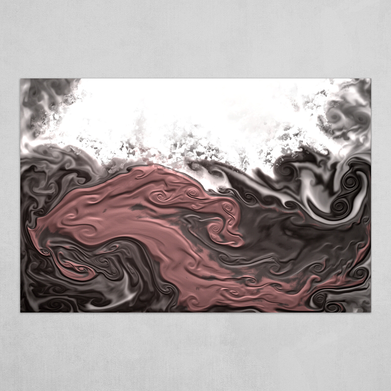 Pink White and Gray fluid pour abstract art 4