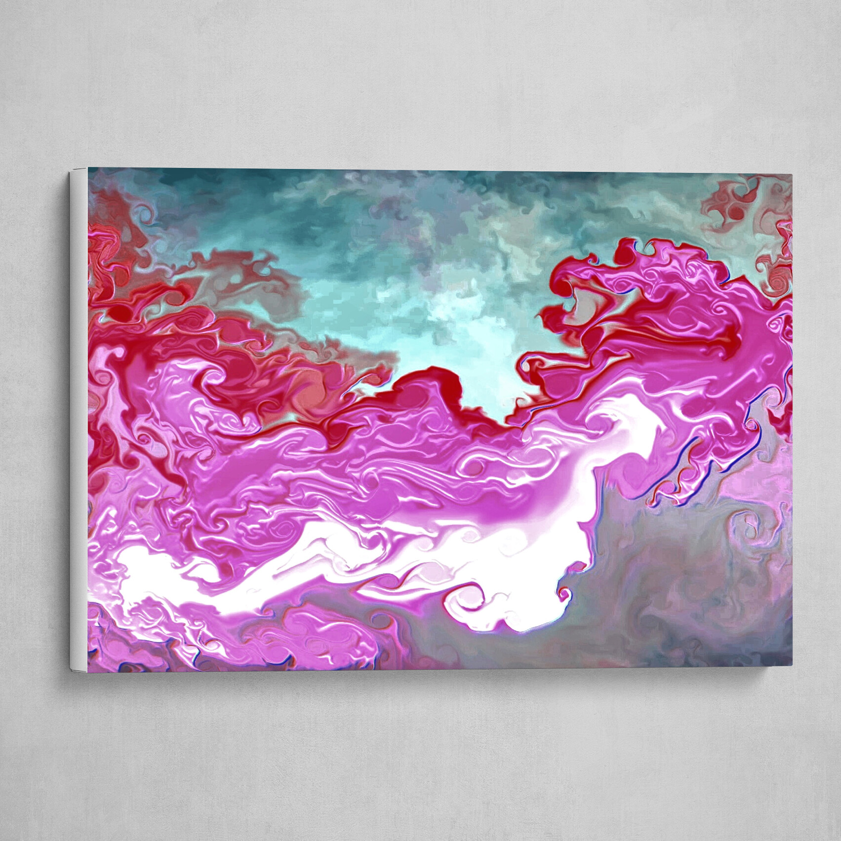 Red Purple and Blue fluid pour abstract art 3