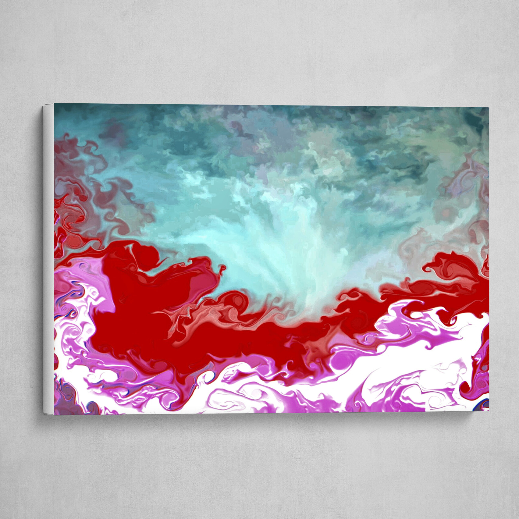 Red Purple and Blue fluid pour abstract art 5