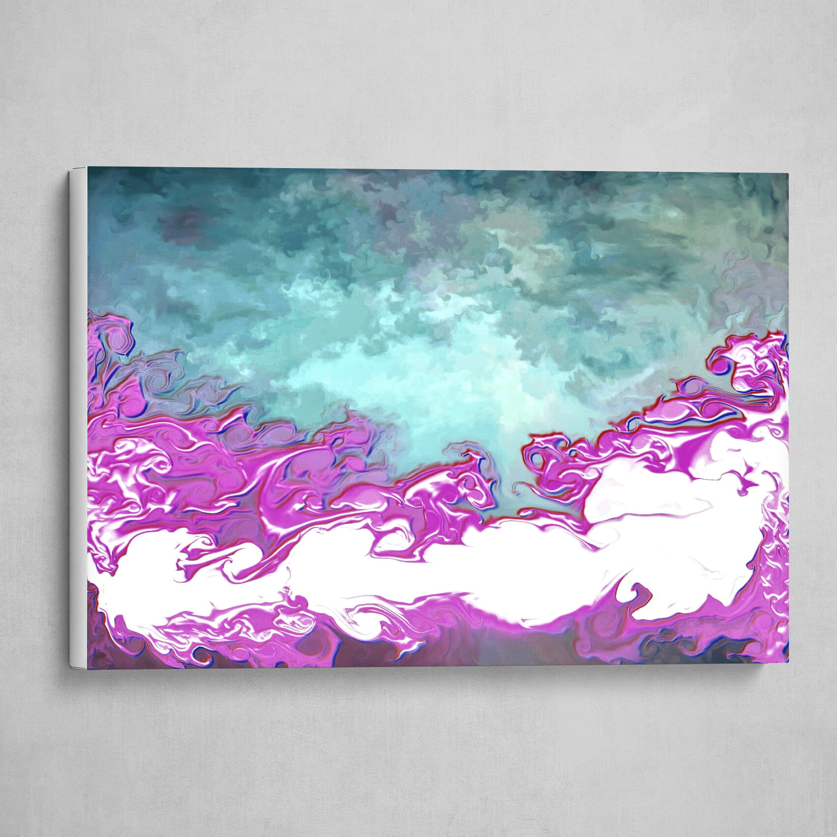 Purple White and Blue fluid pour abstract art 1