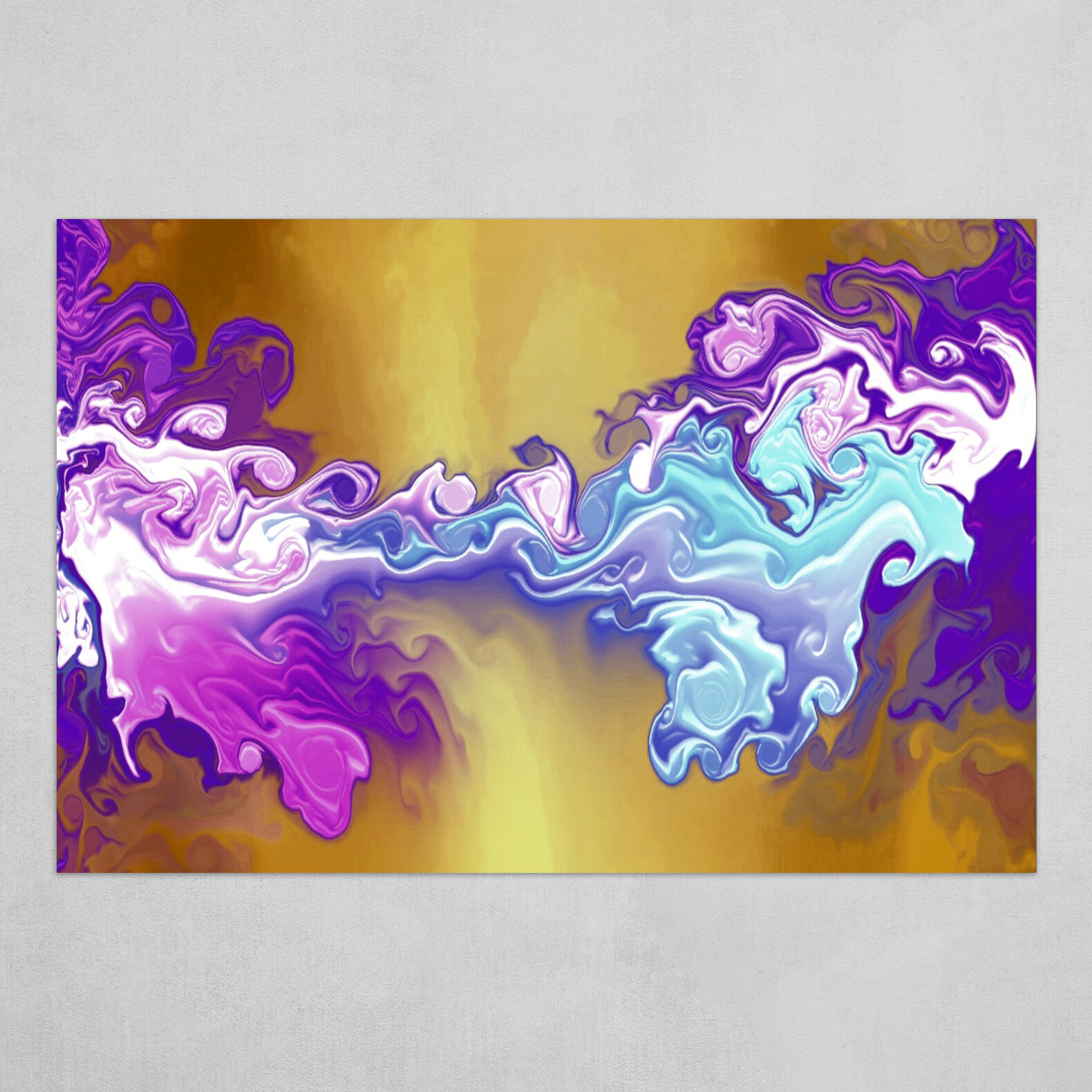 Purple and Gold fluid pour abstract art 2