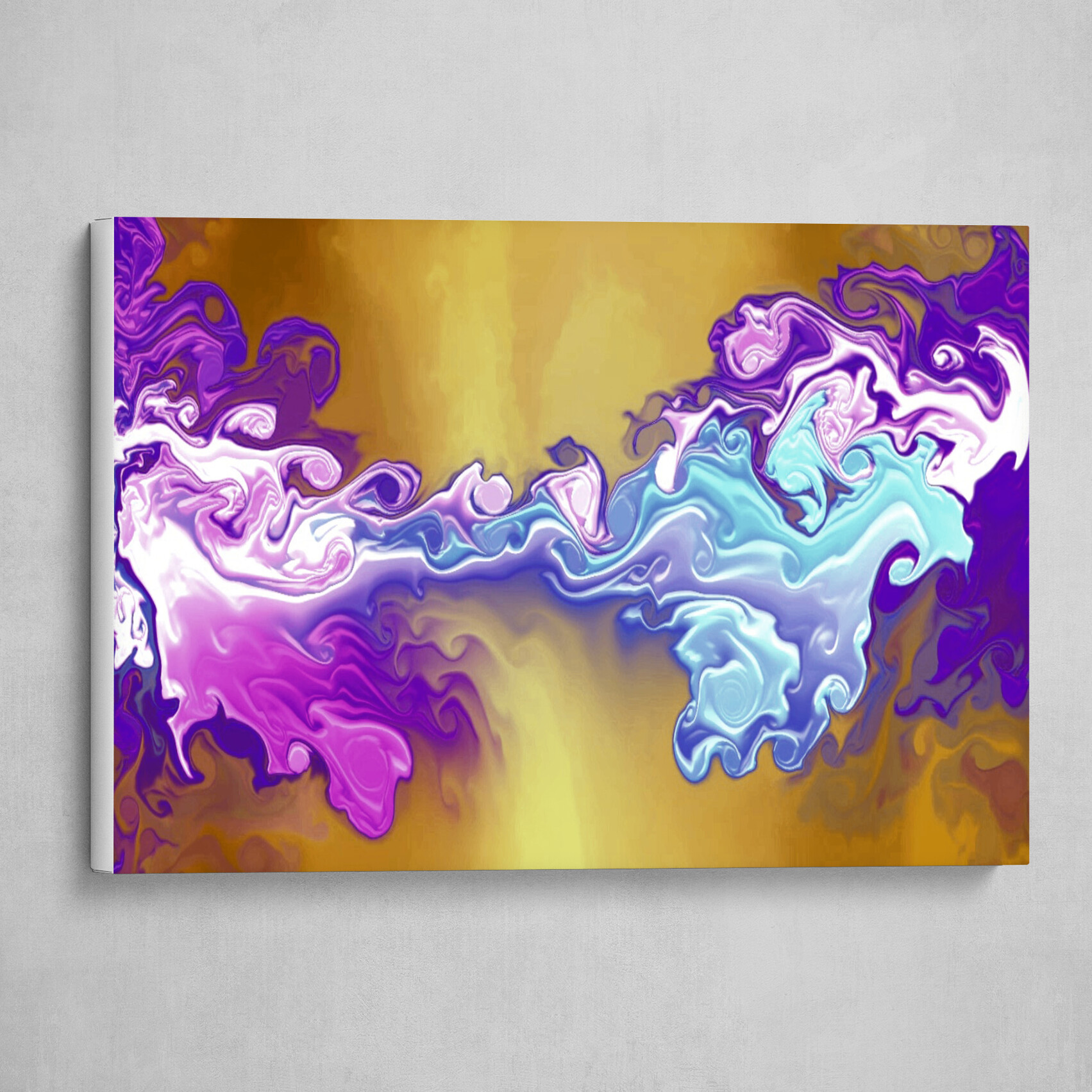 Purple and Gold fluid pour abstract art 2