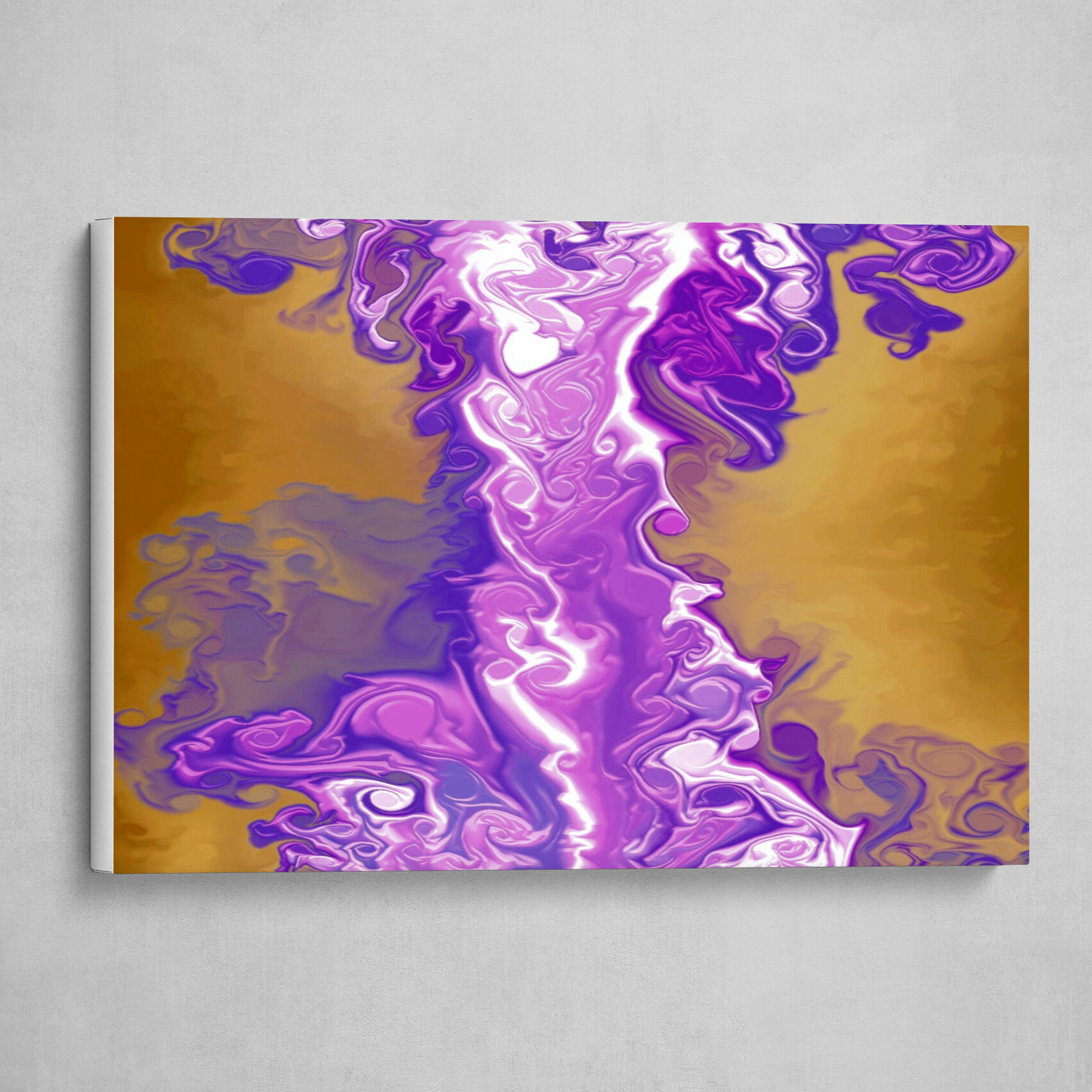 Purple and Gold fluid pour abstract art 4
