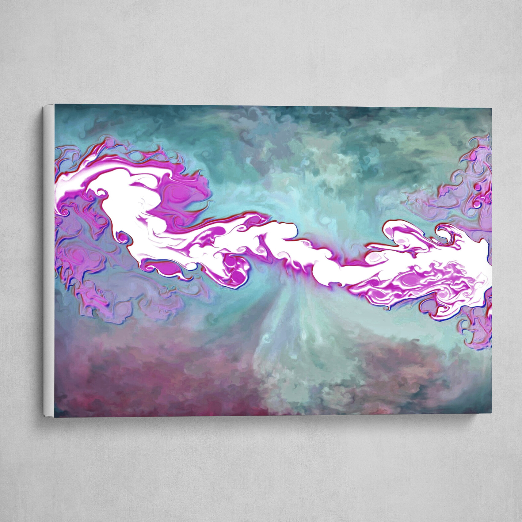 Purple White and Blue fluid pour abstract art 3