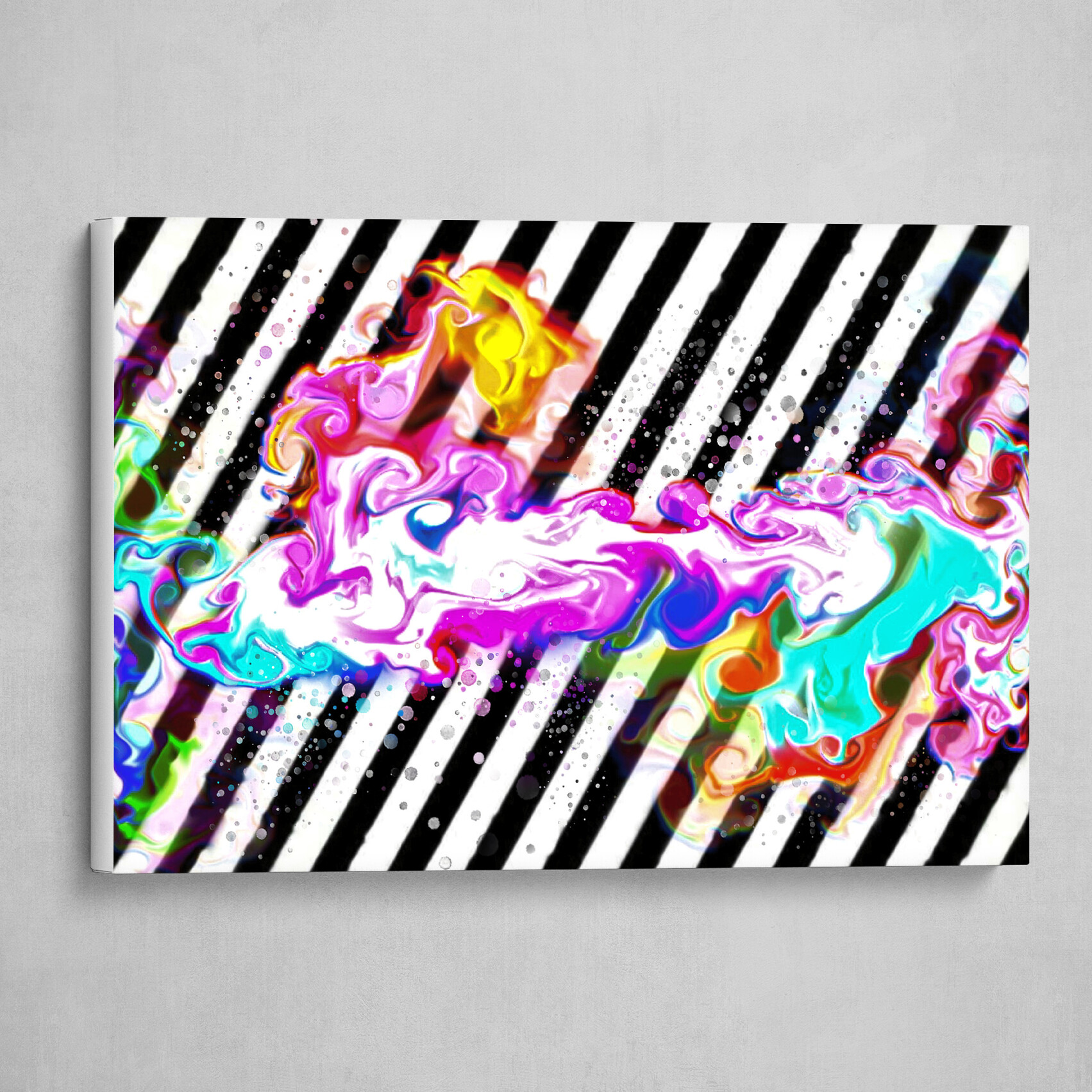 Multicolor fluid pour striped abstract art 4