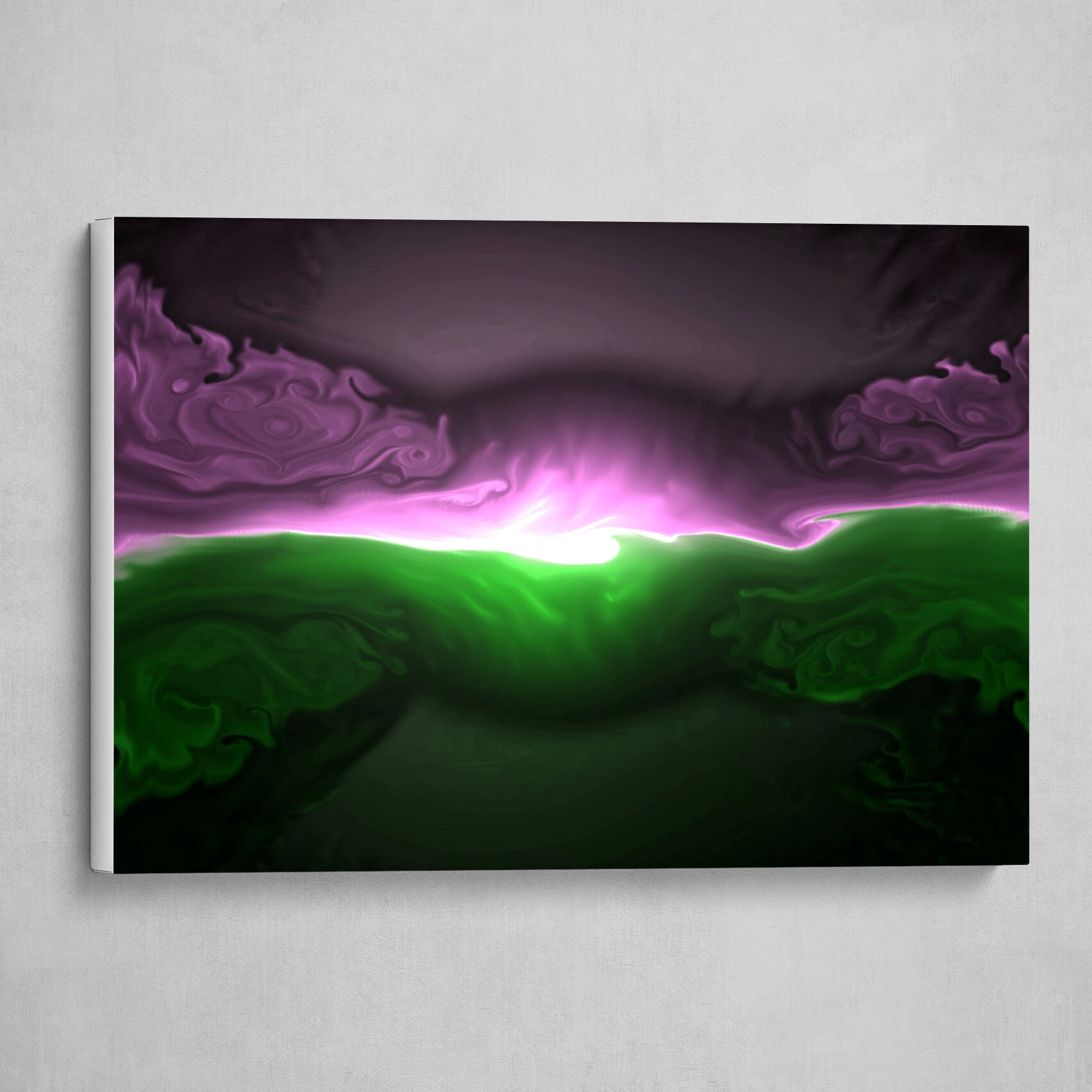 Purple and Green fluid pour abstract art 1