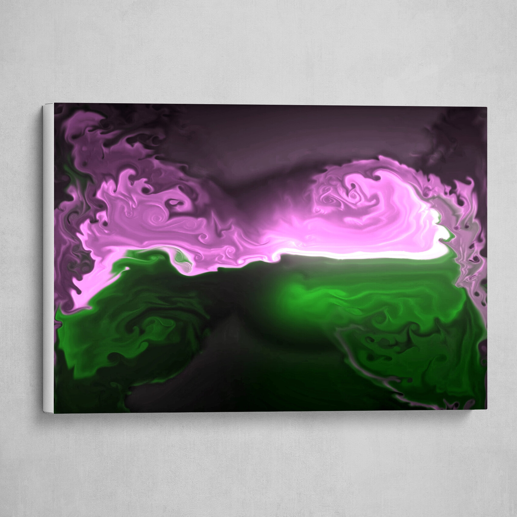 Purple and Green fluid pour abstract art 3