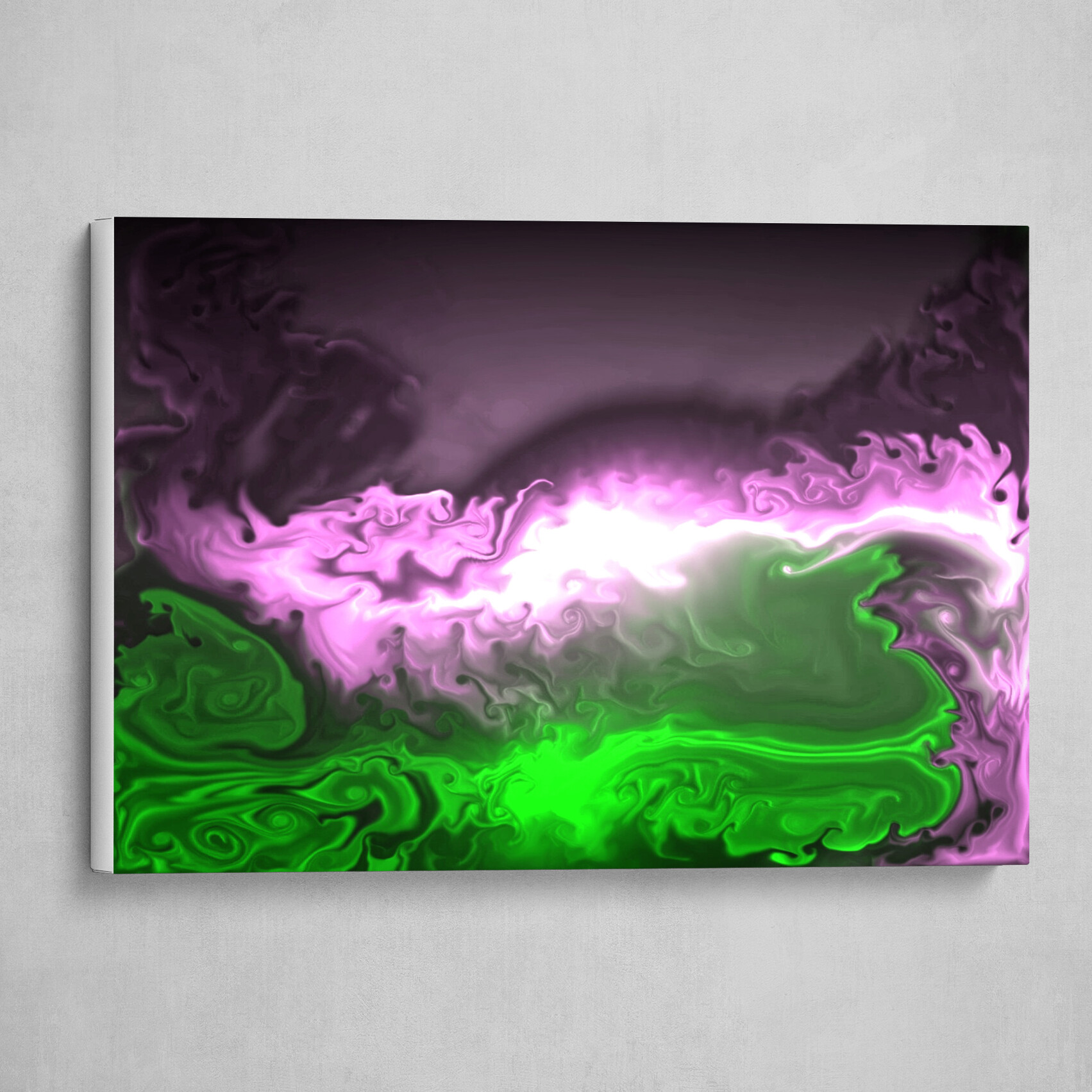 Purple and Green fluid pour abstract art 5