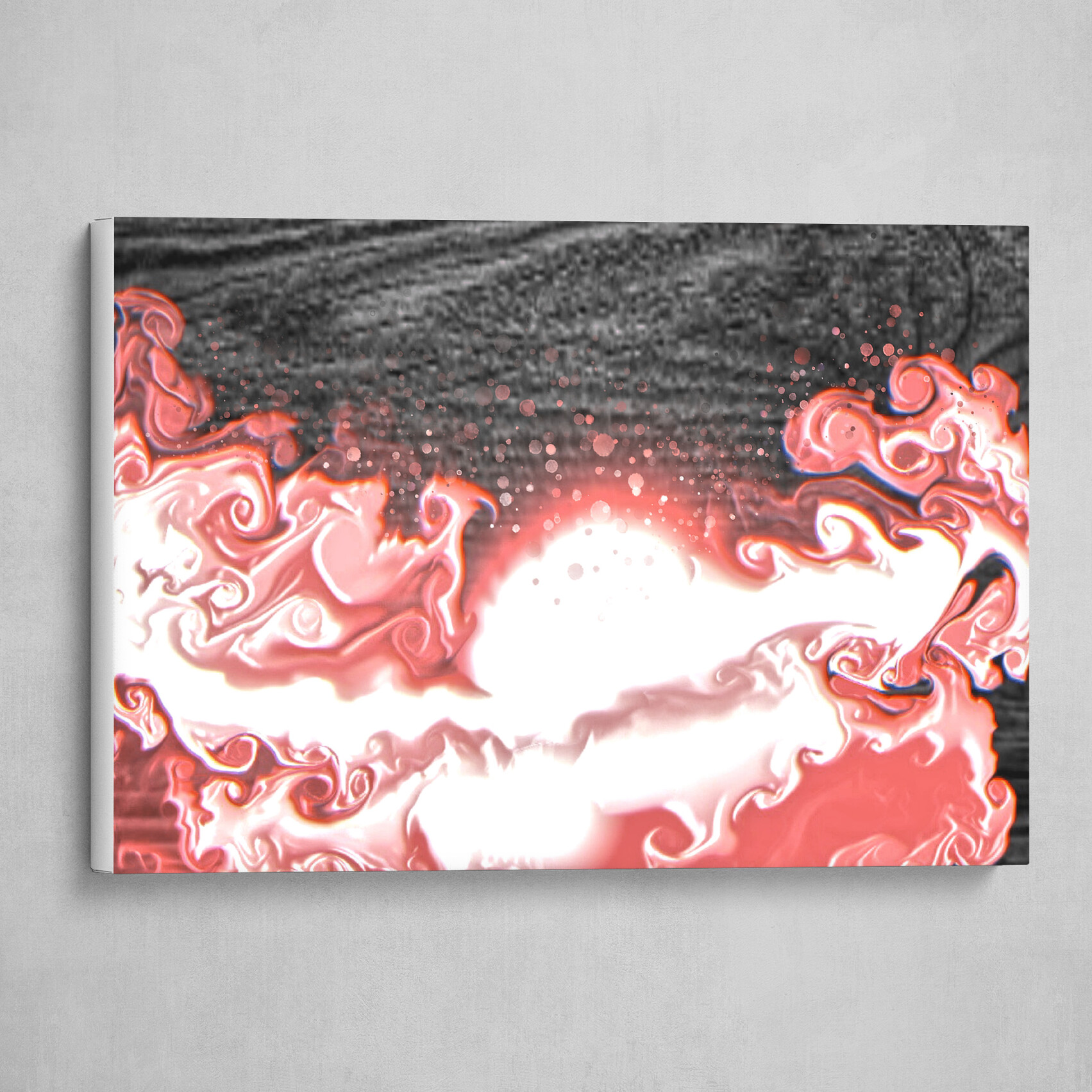 Pink and White fluid pour Blackwood abstract art 2