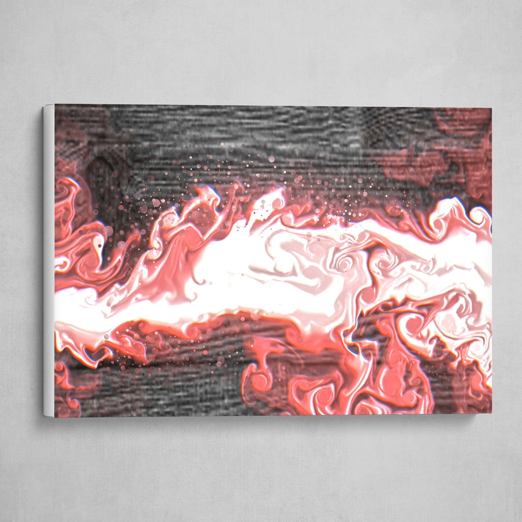 Pink and White fluid pour Blackwood abstract art 5