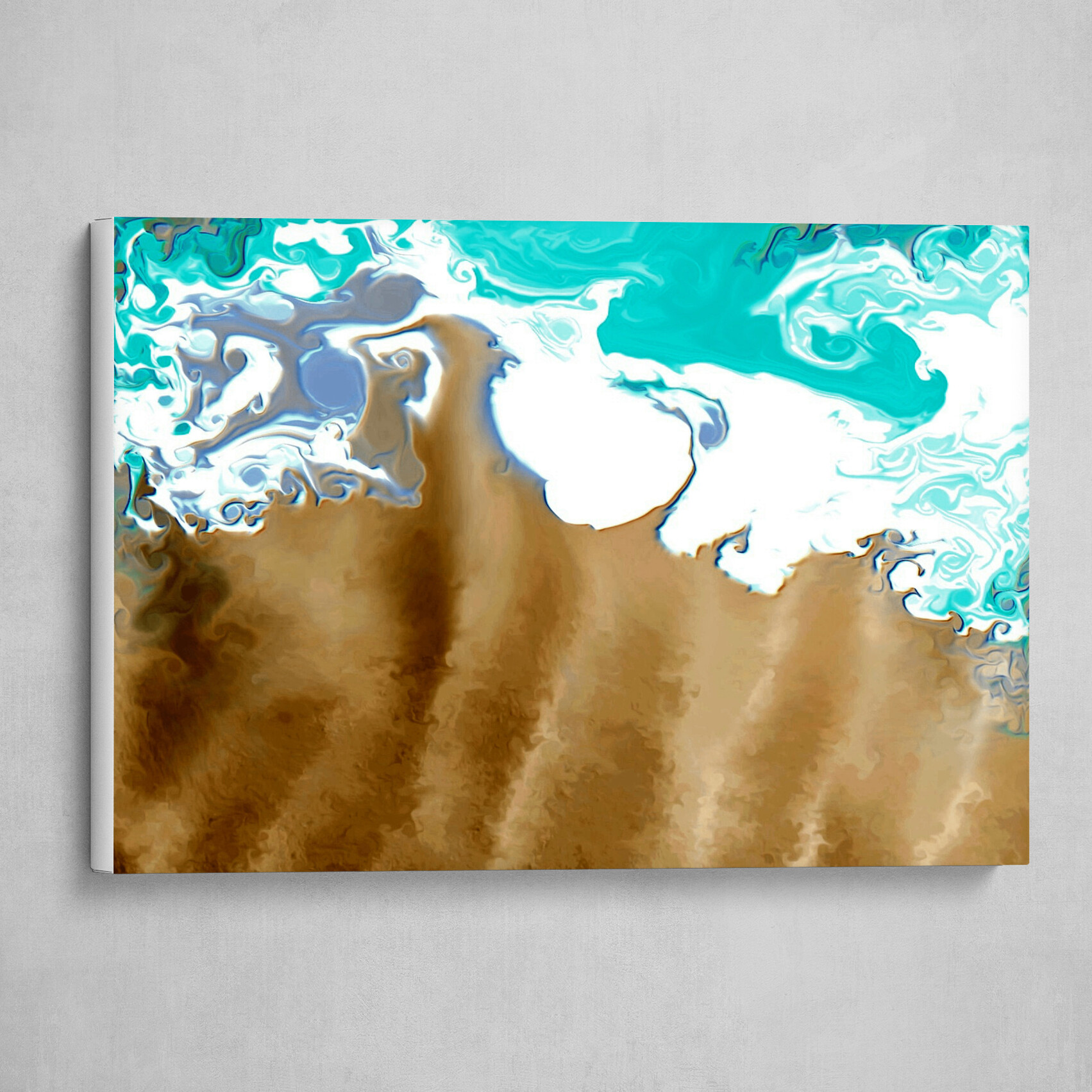 Blue and White fluid pour Beach abstract art 2